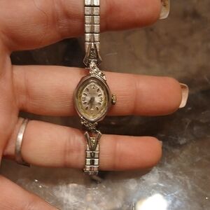 Classic Women's Silver Watch with Gold Accents